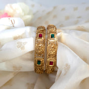 Gold Lakshmi Ruby Green bangles