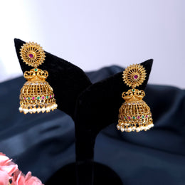 Flower stud peacock Jhumka