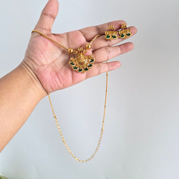 Palakka Lakshmi pendant Chain with Earrings
