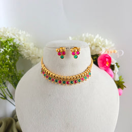 Ruby Green Beads Necklace set