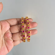 Premium Gold Ruby square bangles