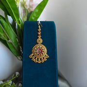 Premium Non idol Ruby green Maang tikka