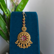 Premium Non idol Ruby green Maang tikka