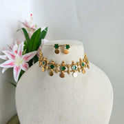 Flower layered coin choker