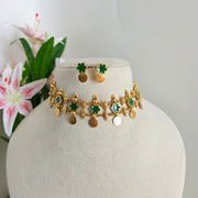 Flower layered coin choker