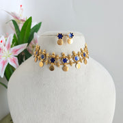 Flower layered coin choker