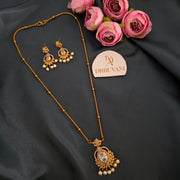 Eva diamond pendant chain with earrings