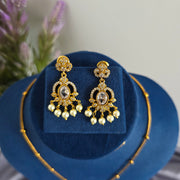 Eva diamond pendant chain with earrings
