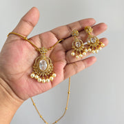 Eva diamond pendant chain with earrings