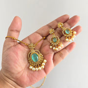 Eva diamond pendant chain with earrings