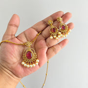 Eva diamond pendant chain with earrings