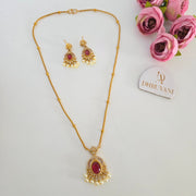 Eva diamond pendant chain with earrings