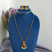 Eva diamond pendant chain with earrings