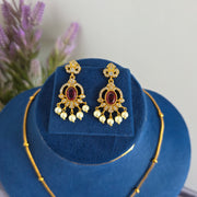 Eva diamond pendant chain with earrings