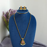Eva diamond pendant chain with earrings