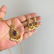 Eva diamond pendant chain with earrings
