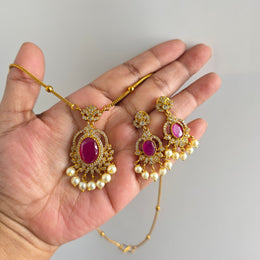 Eva diamond pendant chain with earrings