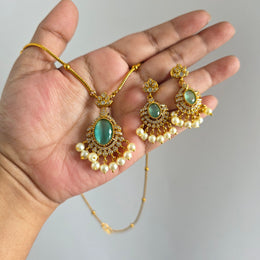 Bella diamond pendant chain with earrings