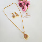 Bella diamond pendant chain with earrings