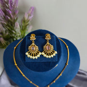 Bella diamond pendant chain with earrings