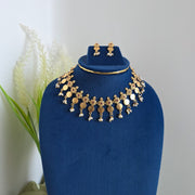 Coin flower 2 layer pearl necklace