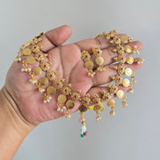 Coin flower 2 layer pearl necklace