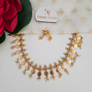 Coin flower 2 layer pearl necklace