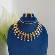 Coin flower 2 layer pearl necklace