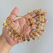 Coin flower 2 layer pearl necklace