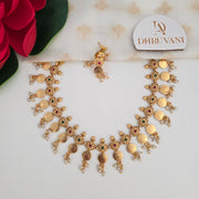 Coin flower 2 layer pearl necklace