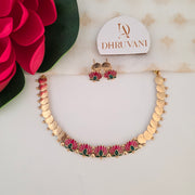 Five Lotus coin necklace