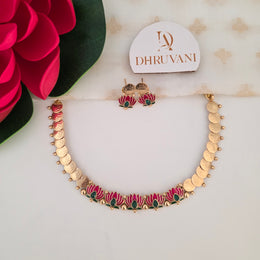 Five Lotus coin necklace