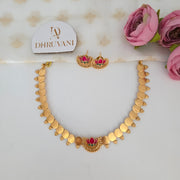 Coin half moon lotus necklace