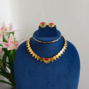 Coin half moon lotus necklace