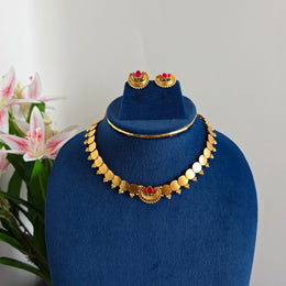 Coin half moon lotus necklace