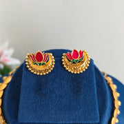 Coin half moon lotus necklace