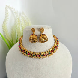 Non idol necklace with Jhumka