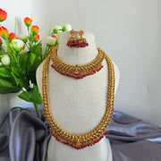 Aadilakshmi bridal combo red