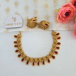 Non idol beads necklace with Jhumka