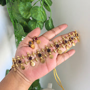 Maroon flower layered Coin choker