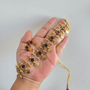 Maroon flower layered Coin choker