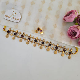 Maroon flower layered Coin choker