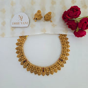 Gold replica Non idol necklace with Jhumka