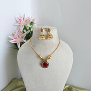 Circle Enamel necklace with Jhumka