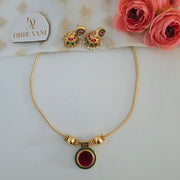 Circle Enamel necklace with Jhumka