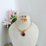 Circle Enamel necklace with Jhumka