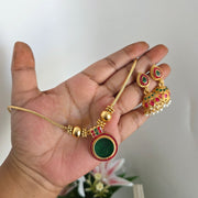 Circle Enamel necklace with Jhumka