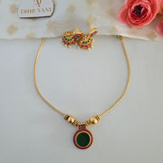 Circle Enamel necklace with Jhumka
