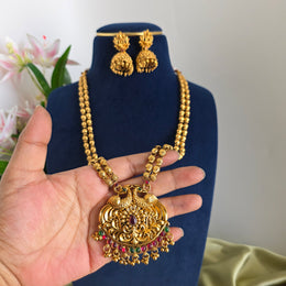 Peacock haram with lakshmi Jhumka