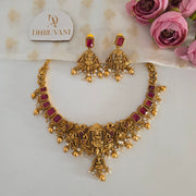 Temple lakshmi peacock necklace